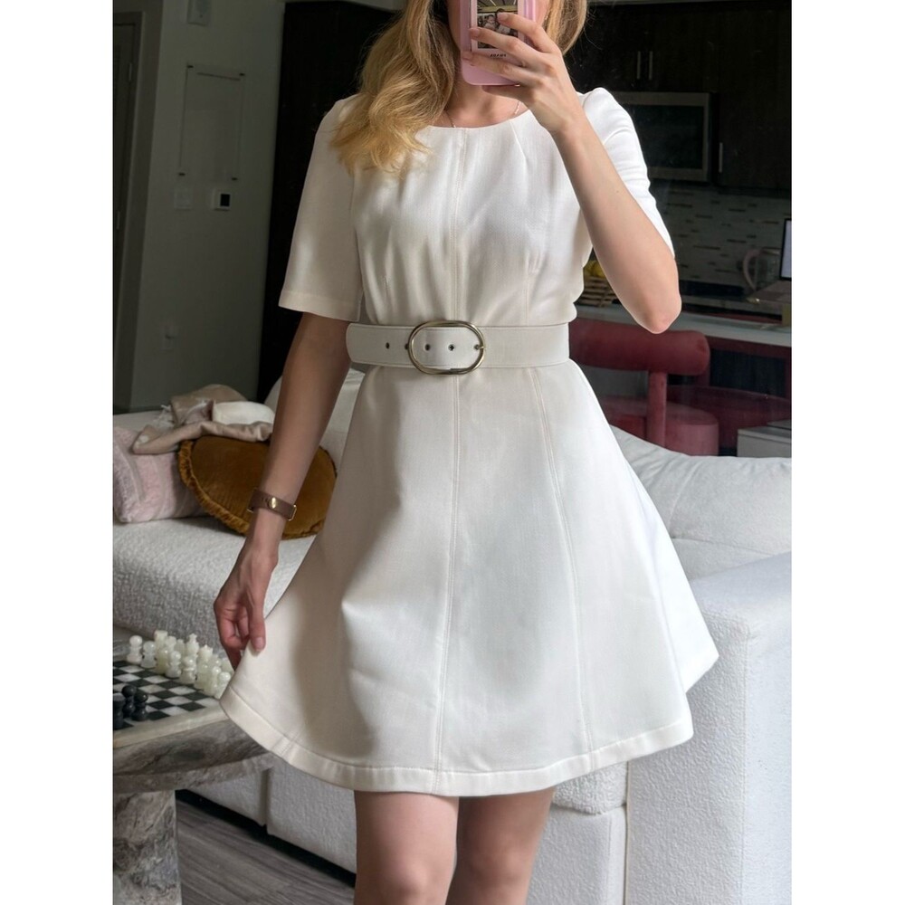 NWT Italian made Twinset Simona Barbieri Cream Belted Mini Dress quiet luxury